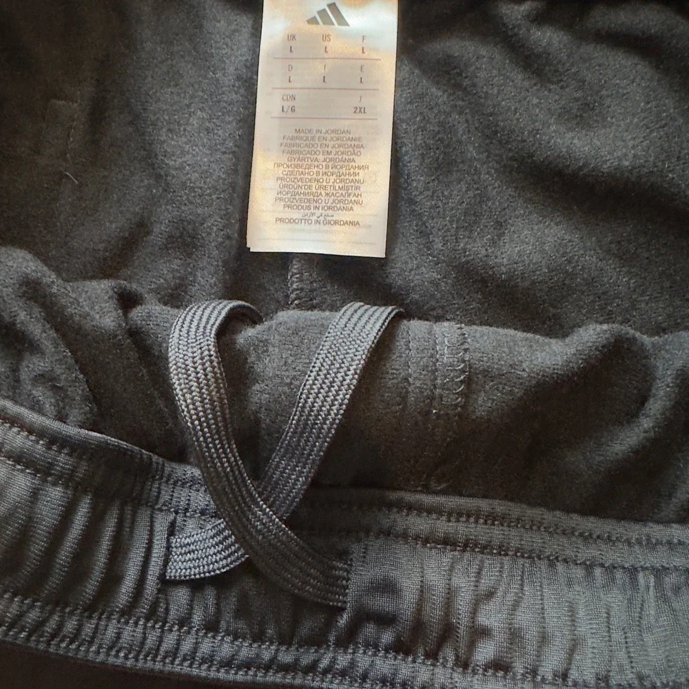 Adidas Mens Large Black Fleece Lined Track Pants Ankle Zip Joggers Training Pant